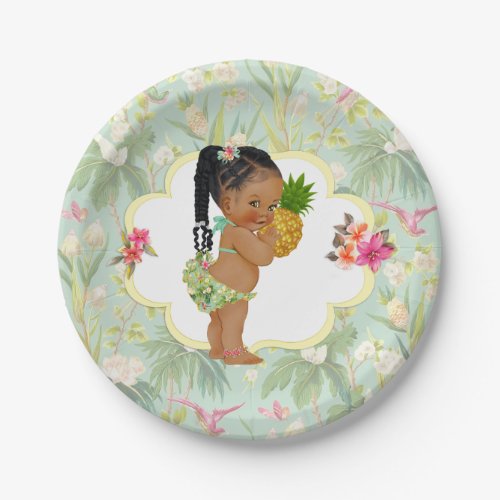 Baby Girl Tropical Hawaiian Luau Hibiscus Braids Paper Plates