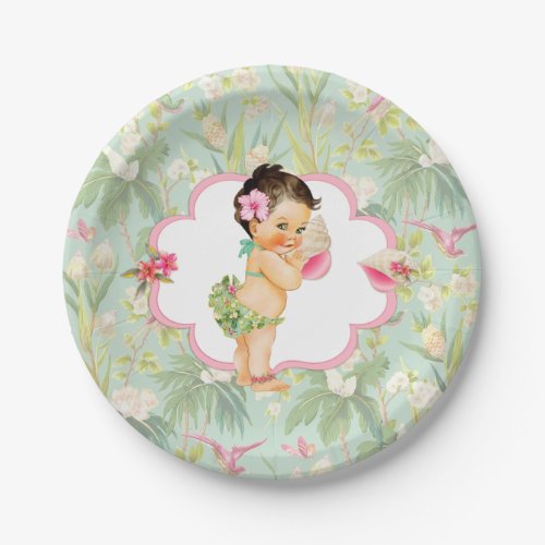 Baby Girl Tropical Hawaiian Luau Hibiscus Paper Plates