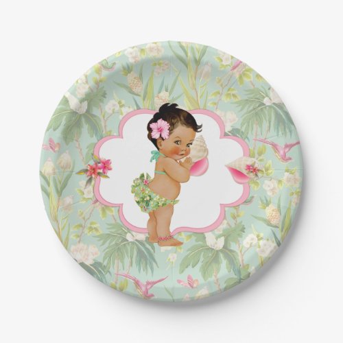 Baby Girl Tropical Hawaiian Luau Hibiscus  Paper Plates