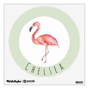Baby Girl Tropical Pink Flamingo Name Nursery Wall Decal