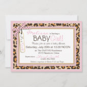 Baby Girl Tutu Cheetah Print Baby Shower Invitation (Back)