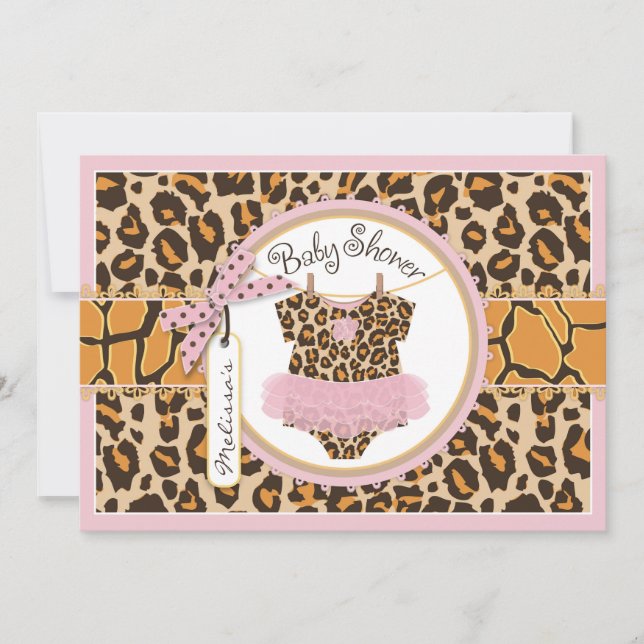 Baby Girl Tutu Cheetah Print Baby Shower Invitation (Front)