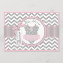 Baby Girl Tutu Chevron Giraffe Baby Shower Invitation