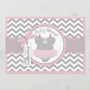 Baby Girl Tutu Chevron Giraffe Baby Shower Invitation