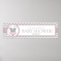 Baby Girl Tutu Chevron Print Baby Shower Banner