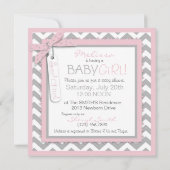 Baby Girl Tutu Chevron Print Baby Shower Invitation (Back)