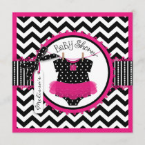 Baby Girl Tutu Chevron Print Baby Shower Invitation