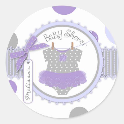 Baby Girl Tutu Dot Print Baby Shower Classic Round Sticker