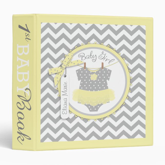 Baby Girl Tutu Memory Book Album 3 Ring Binder (Front/Spine)