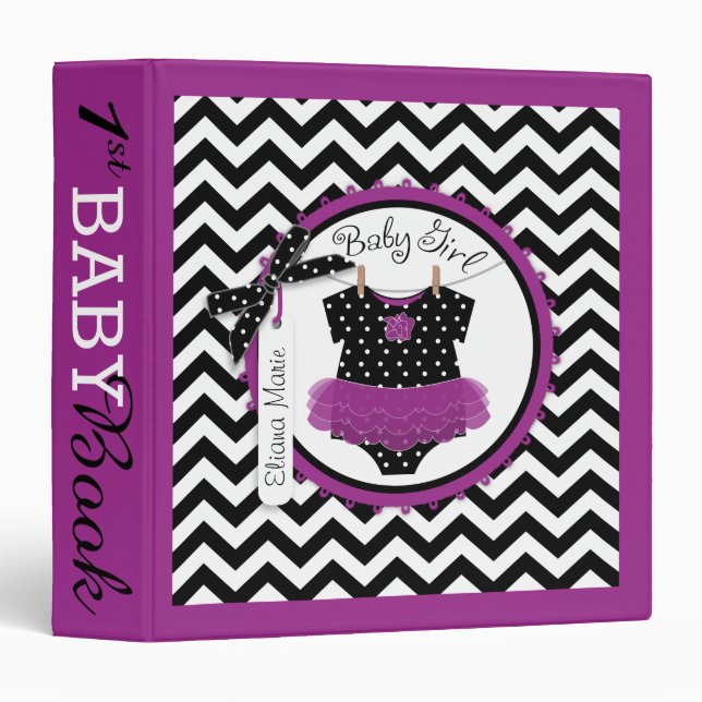 Baby Girl Tutu Memory Book Album 3 Ring Binder (Front/Spine)