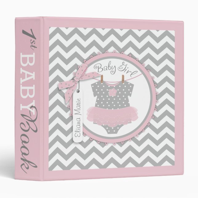 Baby Girl Tutu Memory Book Album 3 Ring Binder (Front/Spine)