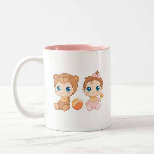 Baby Girl Twins Bear Jumpsuit Two_Tone Coffee Mug