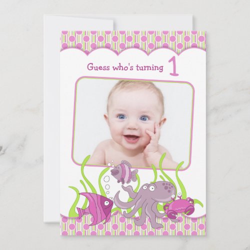 Baby Girl Under the Sea Birthday Invitation