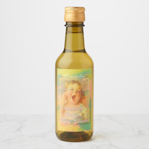 Baby girl vintage cute elegant watercolor  wine label