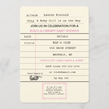 Baby Girl Vintage Library Card Book Shower by HydrangeaBlue at Zazzle