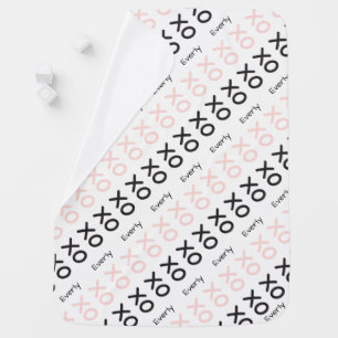 Baby Girl Vintage Pink XO Hugs and Kisses Pattern Baby Blanket