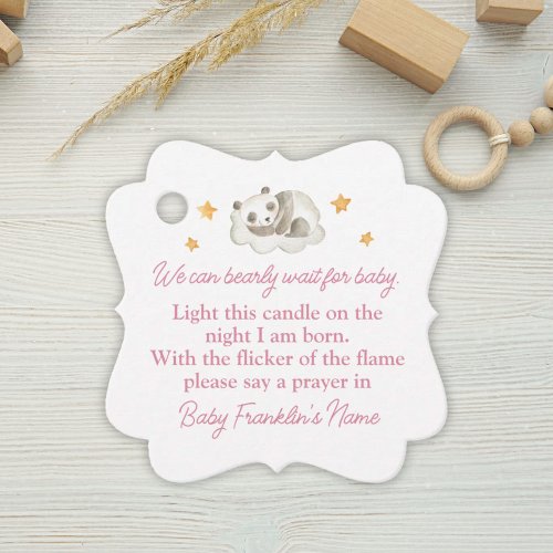 Baby Girl We Can Bearly Wait Baby Shower Candle Favor Tags