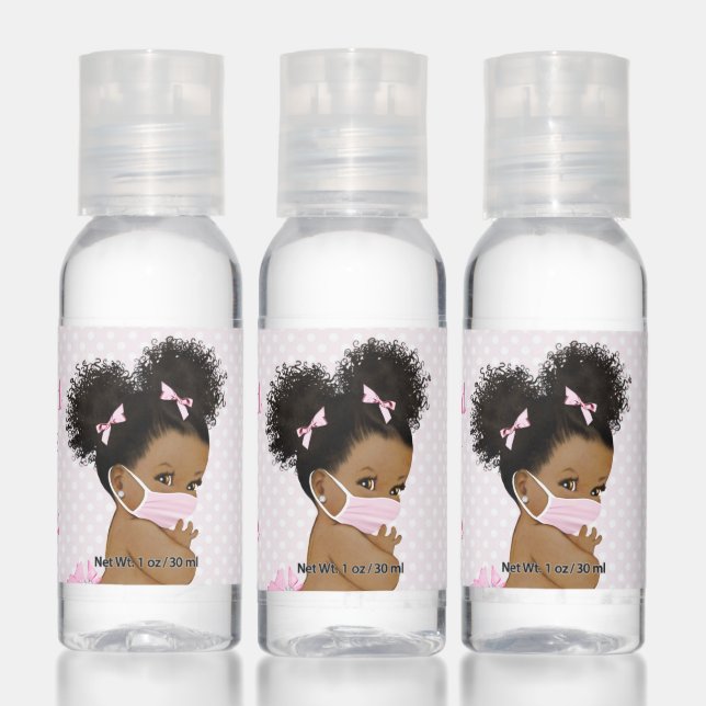 Baby Girl Wearing Mask Baby Shower Hand Sanitizer (Set)