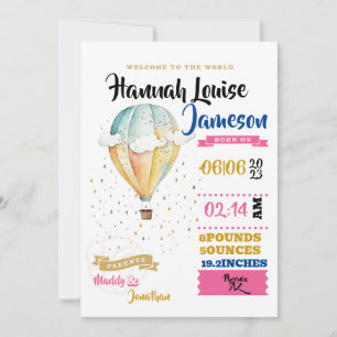 Baby Girl Welcome to the World Invitation