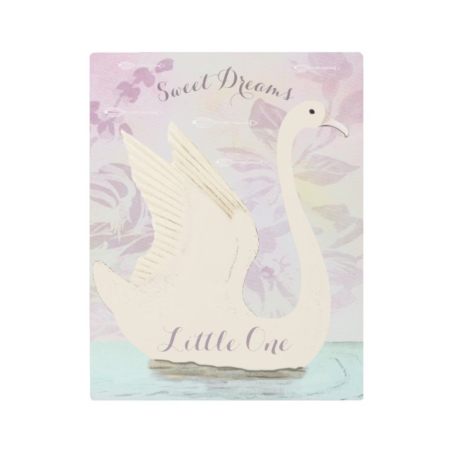 Baby Girl White Swan Sweet Dreams Little One Metal Print (Front)