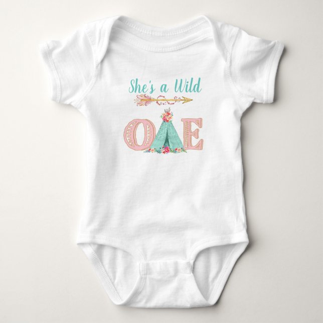 Baby Girl Wild One Birthday Party Shirts (Front)