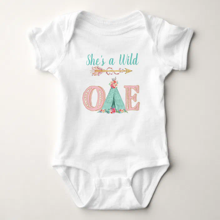 Wild One Pink Birthday outfit Wild One girl bodysuit Wild One birthday outfit Vintage 1st Birthday Boho 1st Birthday outfit