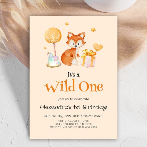 Baby Girl Wild One First Birthday Invitation