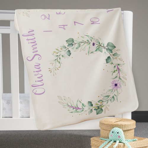 Baby Girl Wildflower Milestone Blanket