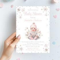 Baby Girl Winter Snowflake Baby Shower Invitation