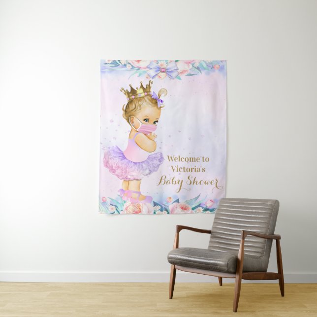 Baby Girl With Mask Covid Baby Shower M Backdrop (In Situ)
