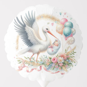 Baby Girl With Stork Balloon