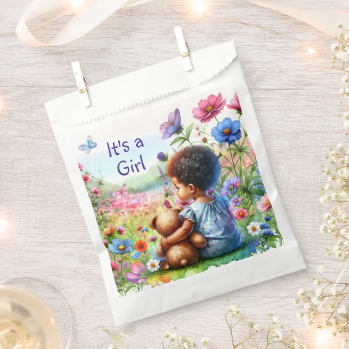 Baby Girl with Teddy Bear Baby Shower Its a Girl Favor Bag