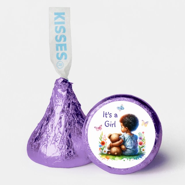 Baby Girl with Teddy Bear Baby Shower It's a Girl Hershey®'s Kisses® (Front)