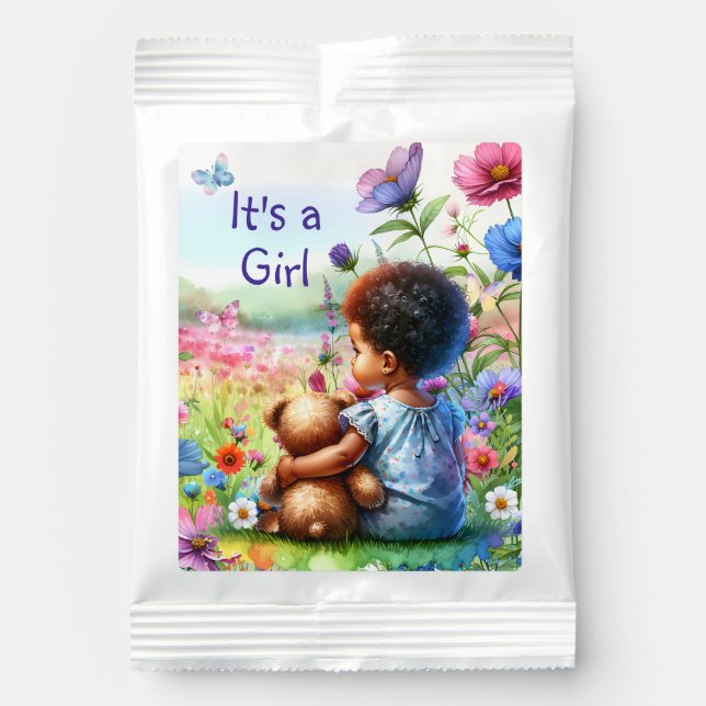 Baby Girl with Teddy Bear Baby Shower It's a Girl Margarita Drink Mix (Front)