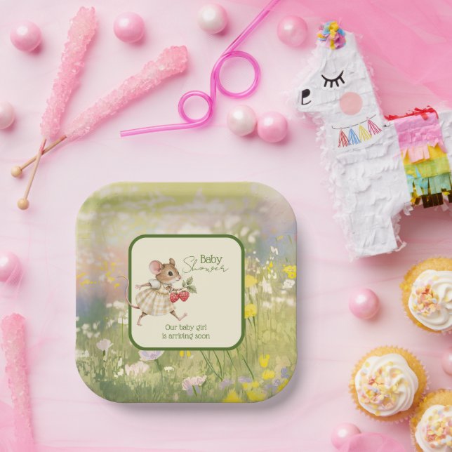 Baby Girl Woodland Animal Shower Paper Plates (Party)