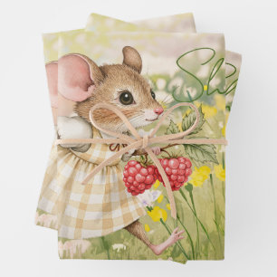 Baby Girl Woodland Animal Shower Wrapping Paper Sheets