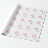 Cute Baby Footprints Pink Girl Theme Wrapping Paper Sheets