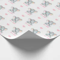 Elephant Baby Girl Baby Shower Wrapping Paper Sheets