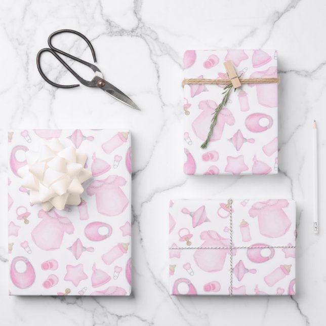 Baby Girl Wrapping Paper Sheets (Front)