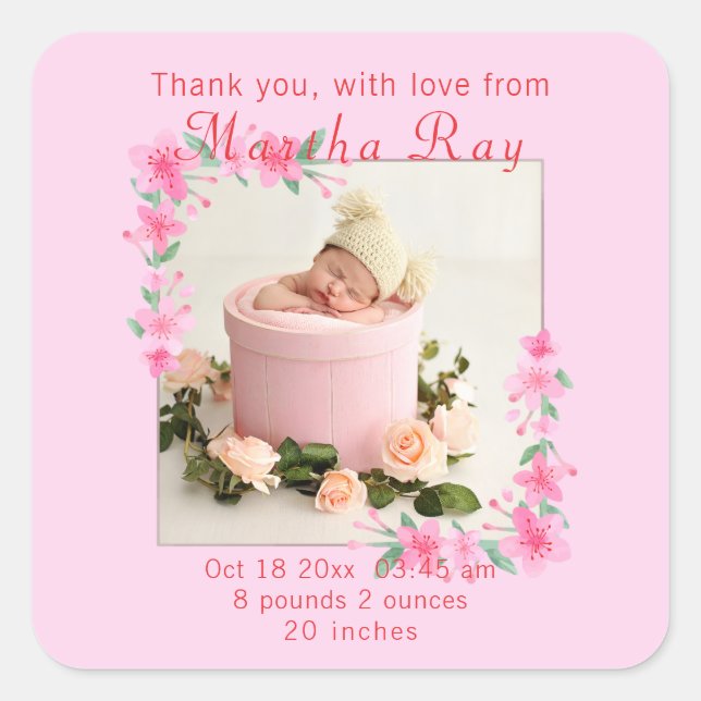Baby Girl Your Photo here Classic Round Sticker (Front)