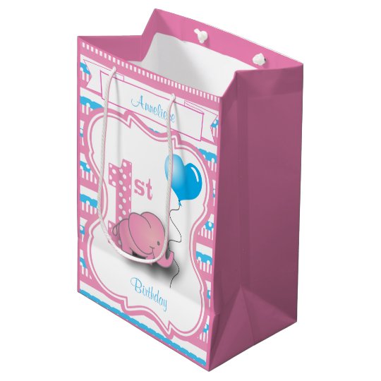 Baby Girl's 1st Birthday Party Medium Gift Bag | Zazzle.com