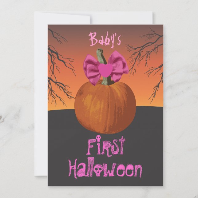 Baby Girls 1st Halloween Party Invites (Front)