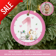 Baby Girl's 1st Photo Christmas Decoration Animals