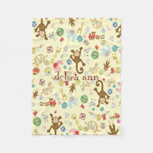 Baby Girl's Animal Toys monogrammed Fleece Blanket