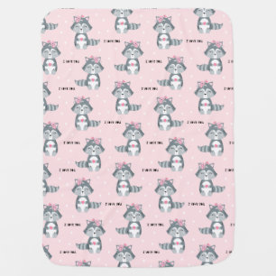 Baby Girl's Blanket Raccoon Love