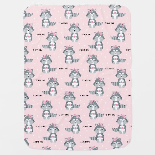 Baby Girls Blanket Raccoon Love