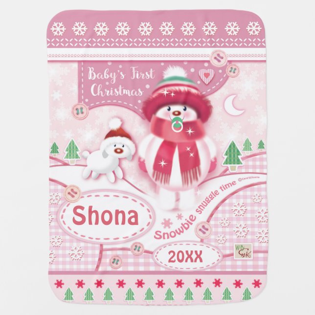 Baby Girl's, Cute, 1st Christmas Blanket (Front)