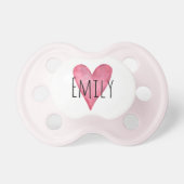 Baby Girls Cute Pink Watercolor Heart Pacifier (Front)