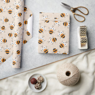 Baby Girl's First 1st Bee Day Birthday Honeybee Wrapping Paper