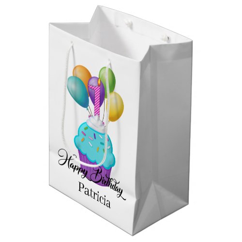 Baby girls first Birthday cupcake Medium Gift Bag